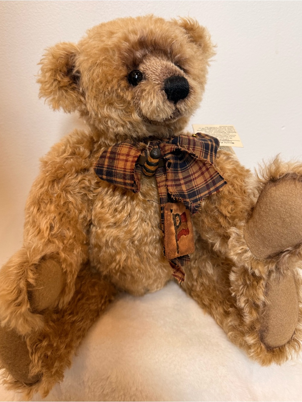 VINTAGE! OOAK Bearly Collectibles Tan German Mohair, Glass Eyes Isabella Hoffman